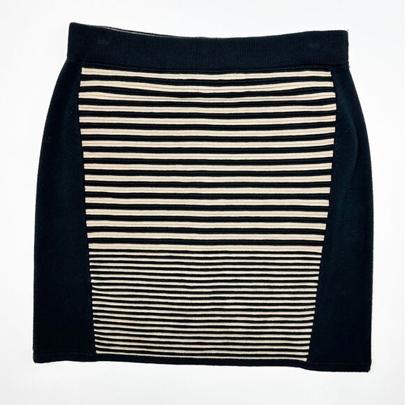 Rag & Bone Knit Mini Skirt Black Tan Striped Size Small - Picture 4 of 6